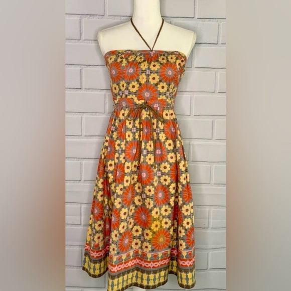 Plenty by Tracy Reese Dresses & Skirts - Plenty By Tracy Reese Size 8 Strapless Halter Braided Tie Red Gold Sundress